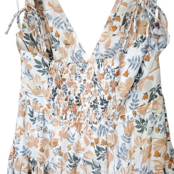 Joie Sleeveless Keyhole Tie Midi Summer Sun Dress White Orange Cotton Floral 8 - Picture 2 of 8